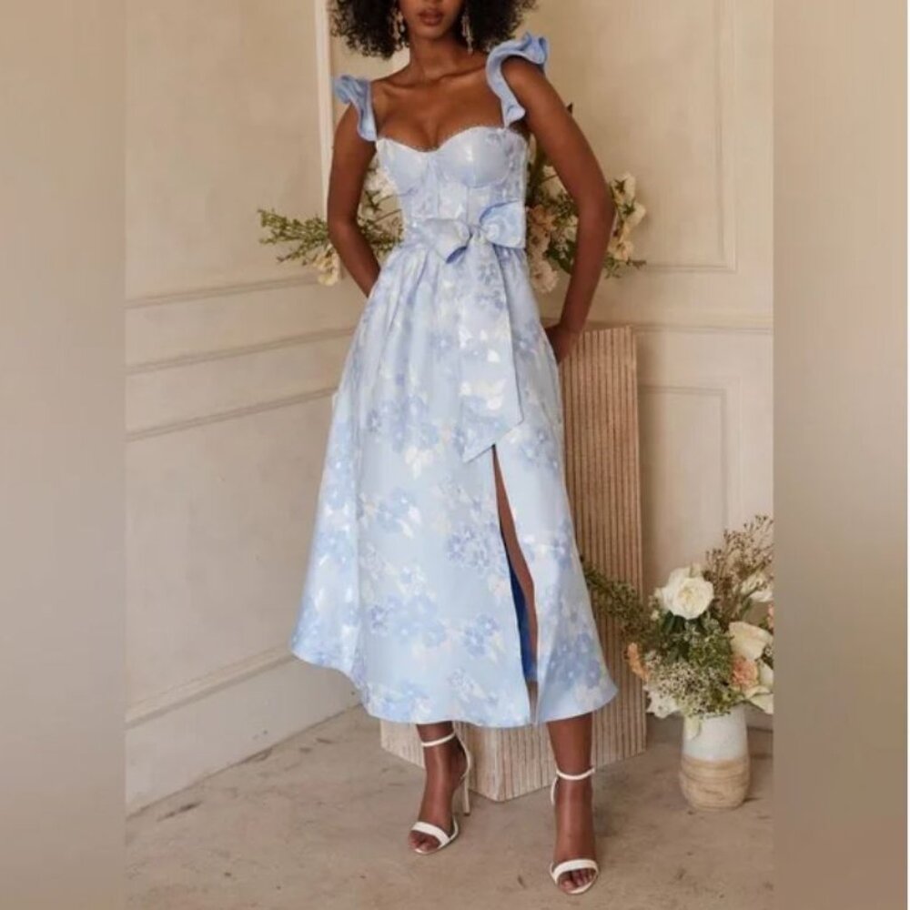 V. Chapman Vera dress - Chambray Blue Baroque  - Size 8 - with Tags